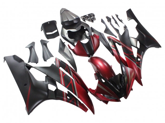 Lojas Carenagens Moto Yamaha YZF 600 R6 2006-2007 - Vermelho Preto Fosco