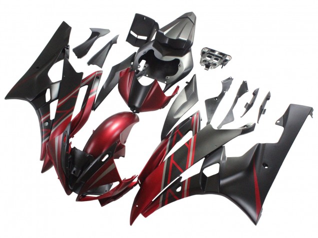 Lojas Carenagens Moto Yamaha YZF 600 R6 2006-2007 - Vermelho Preto Fosco