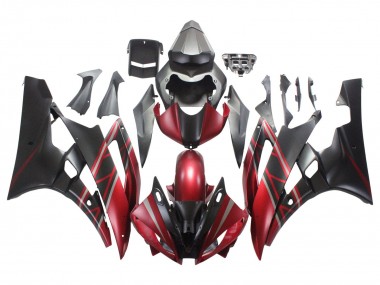 Lojas Carenagens Moto Yamaha YZF 600 R6 2006-2007 - Vermelho Preto Fosco