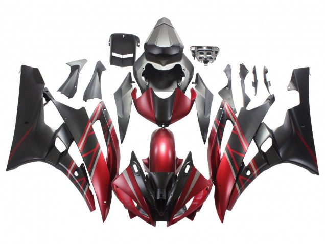 Lojas Carenagens Moto Yamaha YZF 600 R6 2006-2007 - Vermelho Preto Fosco