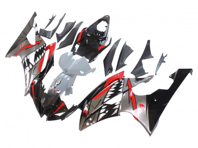 Lojas Carenagens Moto Yamaha YZF 600 R6 2008-2016 - Prata Preto Vermelho Tubarão 4
