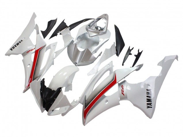 Lojas Carenagens Moto Yamaha YZF 600 R6 2008-2016 - Branco Vermelho