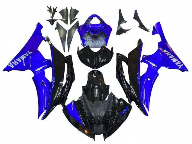 Lojas Carenagens Moto Yamaha YZF 600 R6 2008-2016 - Azul Preto Brilhante