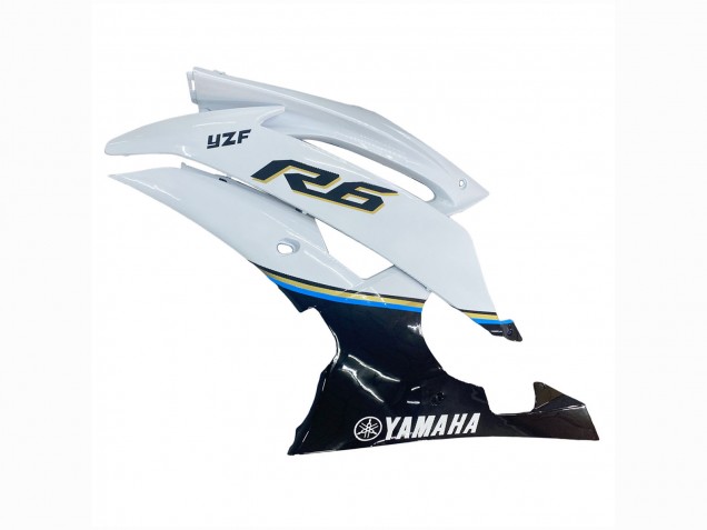 Lojas Carenagem Moto Yamaha YZF 600 R6 2008-2016 - Branco Azul Preto Brilhante