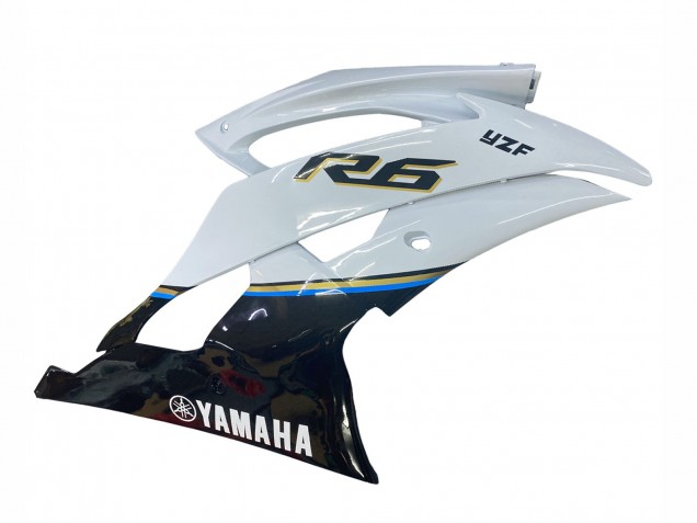 Lojas Carenagem Moto Yamaha YZF 600 R6 2008-2016 - Branco Azul Preto Brilhante