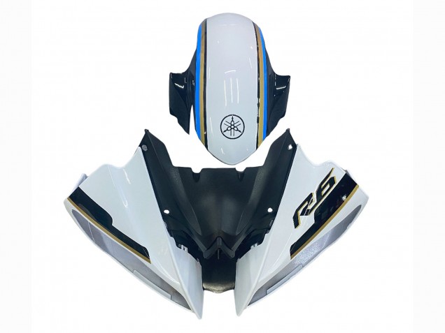 Lojas Carenagem Moto Yamaha YZF 600 R6 2008-2016 - Branco Azul Preto Brilhante