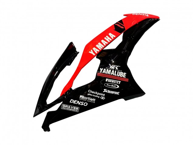 Lojas Carenagens Moto Yamaha YZF 600 R6 2008-2016 - Vermelho Preto Brilhante DENSO Yamalube 21