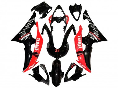 Lojas Carenagens Moto Yamaha YZF 600 R6 2008-2016 - Vermelho Preto Brilhante DENSO Yamalube 21