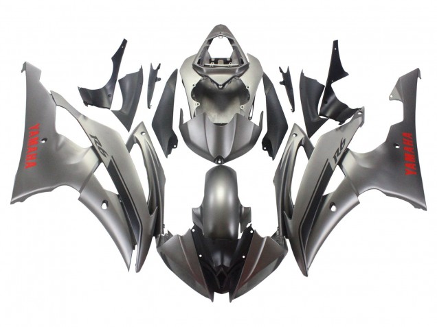 Lojas Carenagens Moto Yamaha YZF 600 R6 2008-2016 - Cinzento Fosco Vermelho Decalques