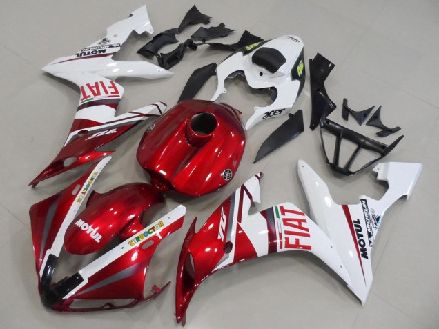 Lojas Carenagens Moto Yamaha YZF R1 2004-2006 - Branco Vermelho Fiat Motul