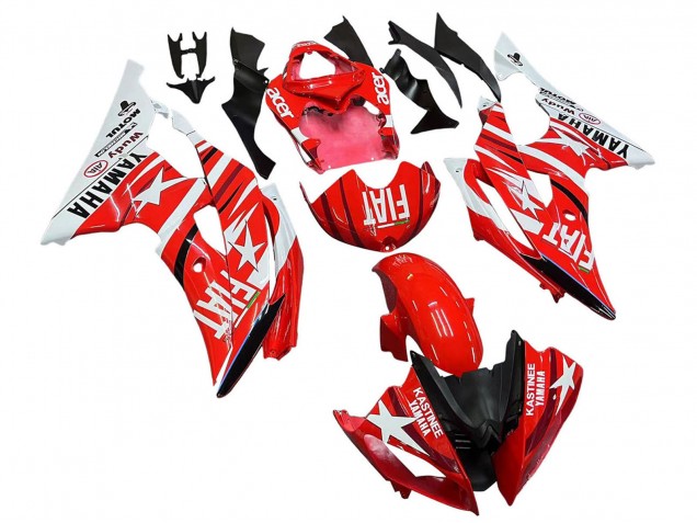 Lojas Carenagens Moto Yamaha YZF 600 R6 2008-2016 - Branco Vermelho Preto Fiat Acer