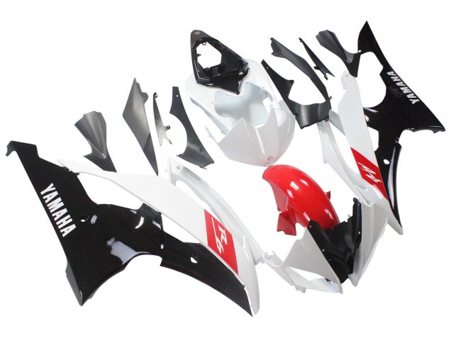 Lojas Carenagens Moto Yamaha YZF 600 R6 2008-2016 - Branco Vermelho Preto Brilhante