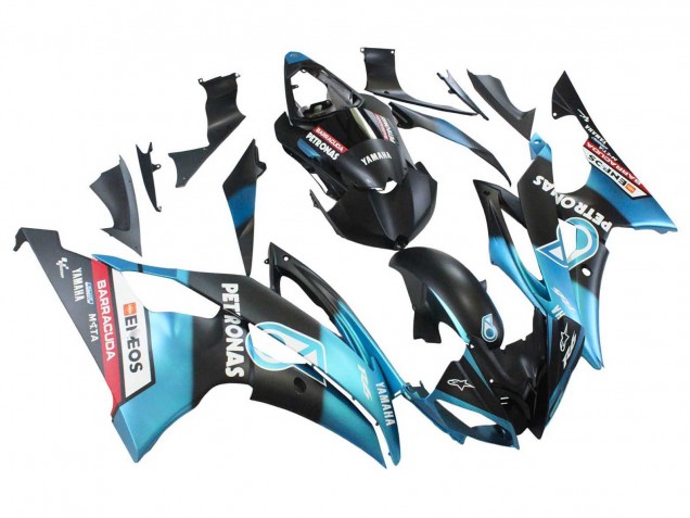 Lojas Carenagens Moto Yamaha YZF 600 R6 2008-2016 - Azul Claro Preto Fosco Petronas ENEOS