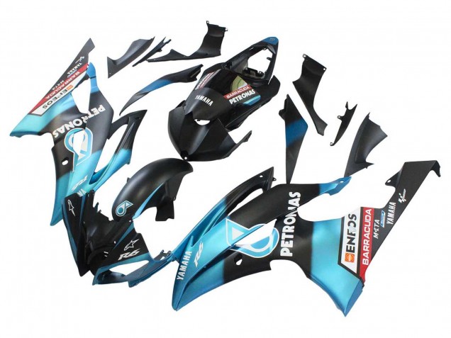 Lojas Carenagens Moto Yamaha YZF 600 R6 2008-2016 - Azul Claro Preto Fosco Petronas ENEOS