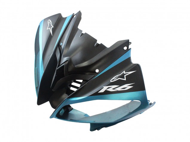 Lojas Carenagens Moto Yamaha YZF 600 R6 2008-2016 - Azul Claro Preto Fosco Petronas ENEOS