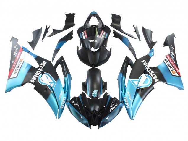 Lojas Carenagens Moto Yamaha YZF 600 R6 2008-2016 - Azul Claro Preto Fosco Petronas ENEOS