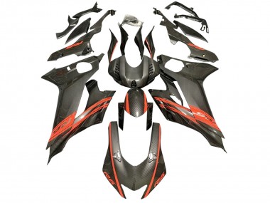 Lojas Carenagens Moto Yamaha YZF 600 R6 2017-2023 - Vermelho Preto Fibra de Carbono Estilo