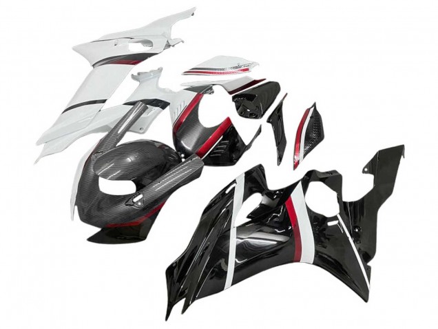 Lojas Carenagens Moto Yamaha YZF 600 R6 2017-2023 - Branco Vermelho Preto Brilhante Fibra de Carbono Estilo