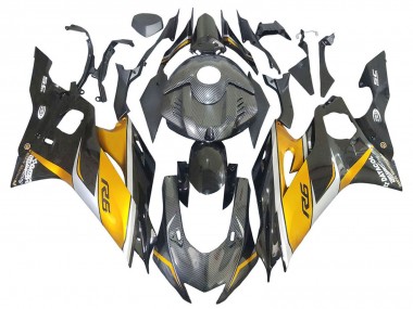 Lojas Carenagens Moto Yamaha YZF 600 R6 2017-2023 - Ouro Preto Fibra de Carbono