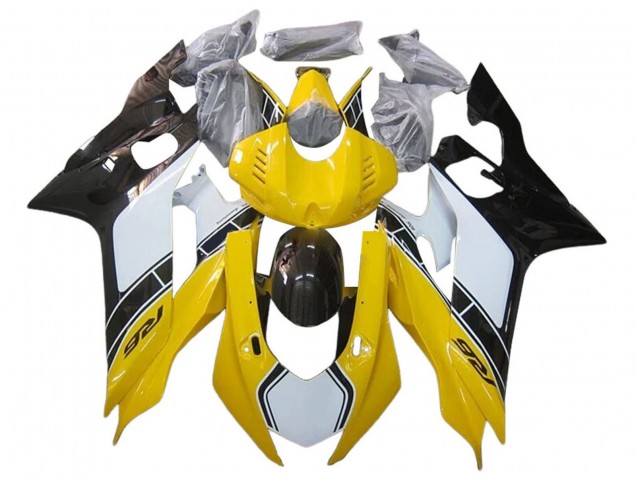 Lojas Carenagens Moto Yamaha YZF 600 R6 2017-2023 - Branco Amarelo Preto Brilhante
