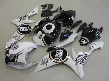Lojas Carenagens Moto Yamaha YZF R1 2007-2008 - Branco Preto Lucky Strike