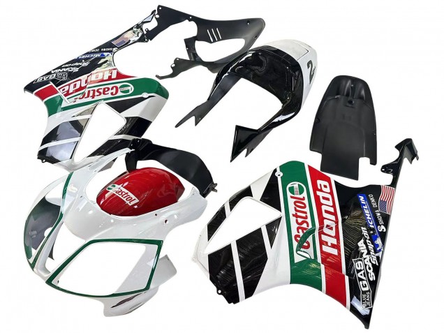 Lojas Carenagens Moto Honda VTR1000 2000-2006 - Branco Vermelho Verde Preto Brilhante Castrol