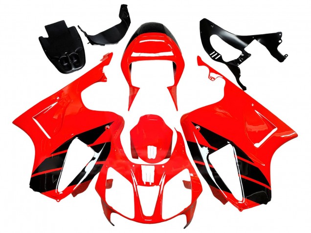 Lojas Carenagens Moto Honda VTR1000 2000-2006 - Vermelho Preto Brilhante Listra