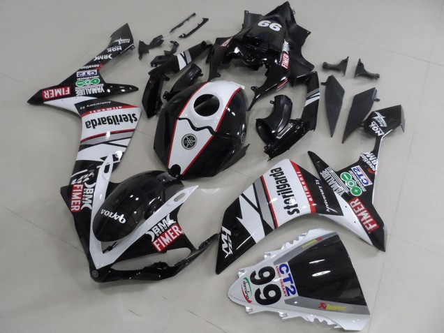Lojas Carenagens Moto Yamaha YZF R1 2007-2008 - Branco Preto Vermelho Volvo Fimer Sterilgarda
