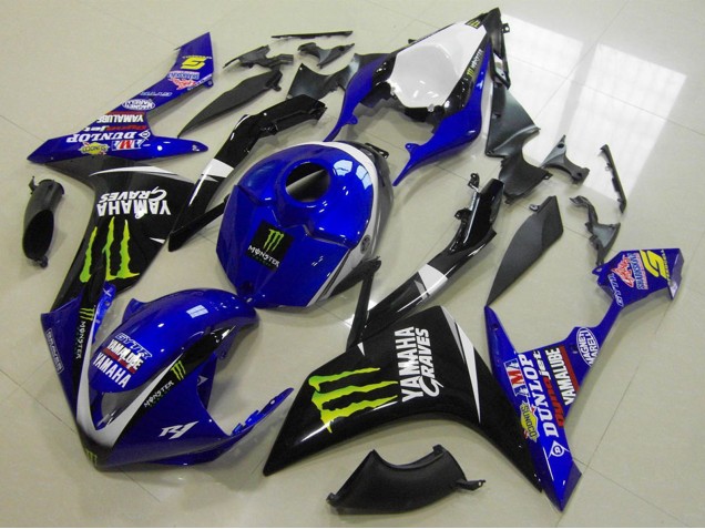 Lojas Carenagens Moto Yamaha YZF R1 2007-2008 - Branco Azul Preto Verde Monstro