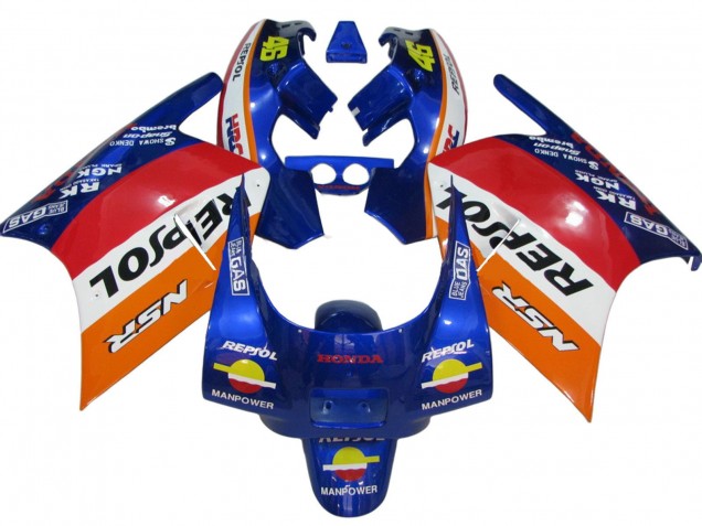 Lojas Carenagens Moto Honda NSR250R 1988-1989 - Laranja Branco Vermelho Azul Repsol