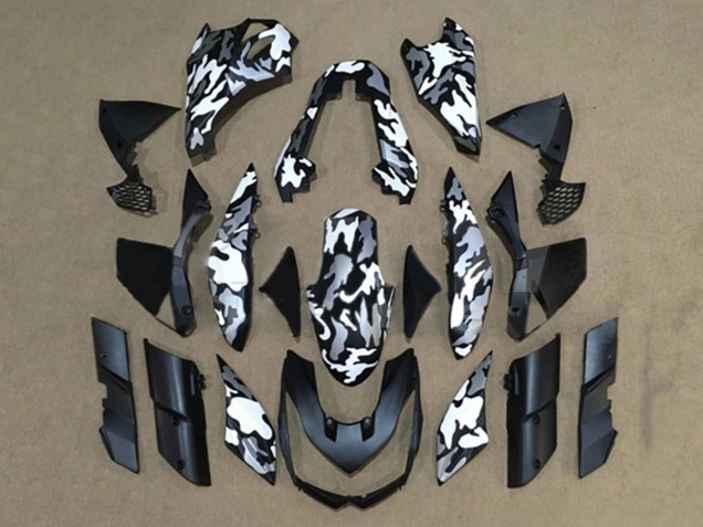 Lojas Carenagens Moto Kawasaki Z1000 2010-2013 - Preto Branco Camouflage