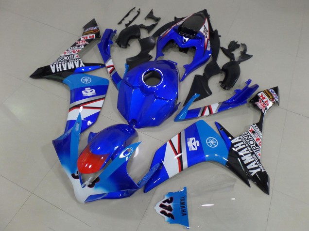 Lojas Carenagens Moto Yamaha YZF R1 2007-2008 - Azul Branco Vermelho Preto