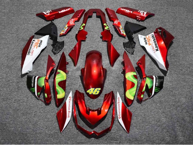 Lojas Carenagens Moto Kawasaki Z1000 2010-2013 - Vermelho Branco Verde Monstro 46