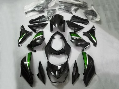 Lojas Carenagens Moto Kawasaki Z800 2013-2018 - Preto Brilhante Verde Prata