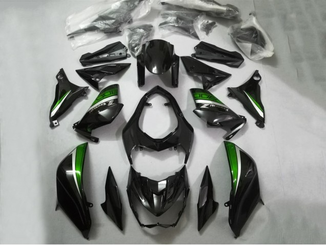 Lojas Carenagens Moto Kawasaki Z800 2013-2018 - Preto Brilhante Verde Prata