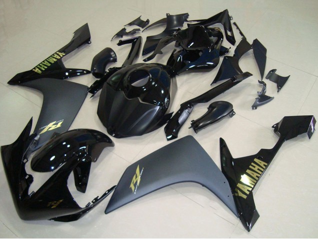 Lojas Carenagens Moto Yamaha YZF R1 2007-2008 - Preto Brilhante Preto Fosco Ouro