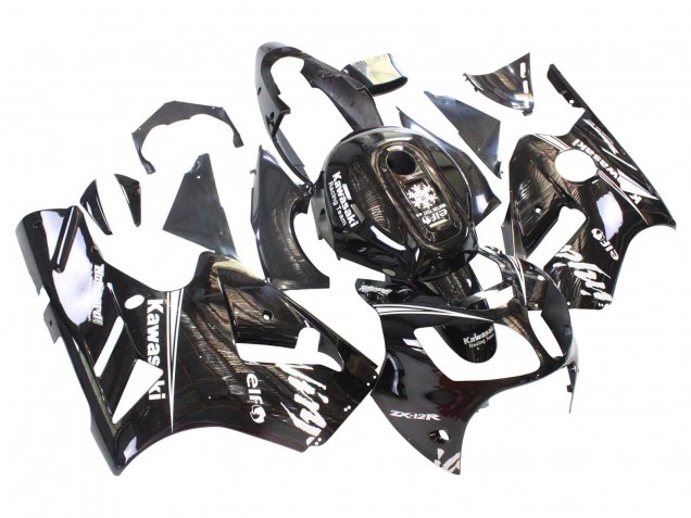Lojas Carenagens Moto Kawasaki ZX12R 2000-2001 - Preto Brilhante Branco Elf Neve