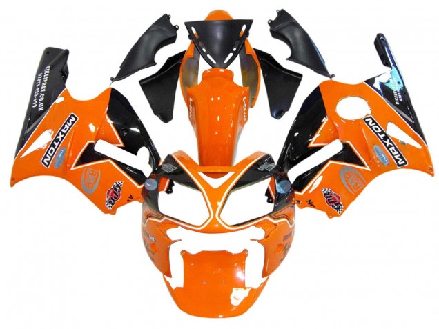 Lojas Carenagens Moto Kawasaki ZX12R 2002-2006 - Laranja Amarelo Preto Elf Maxton