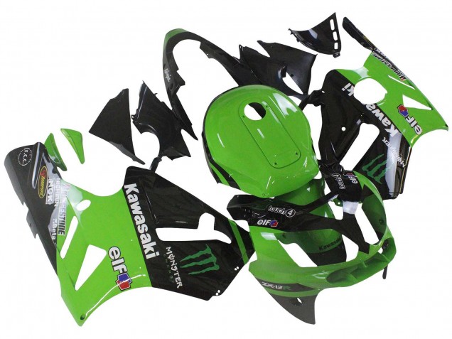 Lojas Carenagem Moto Kawasaki ZX12R 2002-2006 - Verde Preto Brilhante Elf Touch4 Monstro