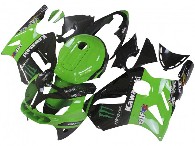 Lojas Carenagem Moto Kawasaki ZX12R 2002-2006 - Verde Preto Brilhante Elf Touch4 Monstro