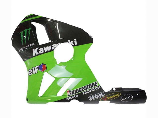 Lojas Carenagem Moto Kawasaki ZX12R 2002-2006 - Verde Preto Brilhante Elf Touch4 Monstro