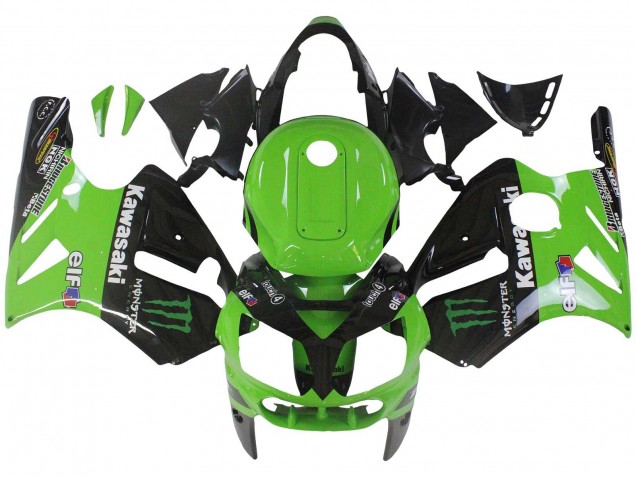 Lojas Carenagem Moto Kawasaki ZX12R 2002-2006 - Verde Preto Brilhante Elf Touch4 Monstro