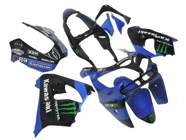 Lojas Carenagens Moto Kawasaki ZX12R 2002-2006 - Azul Preto Verde Branco Elf Monstro