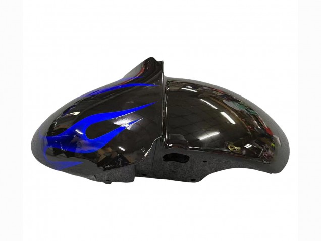Lojas Carenagens Moto Kawasaki ZX9R 2000-2001 - Preto Brilhante Azul Chama Branco