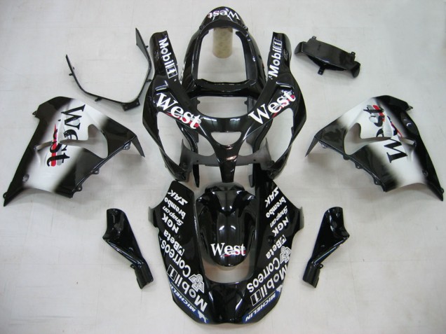 Lojas Carenagens Moto Kawasaki ZX9R 2000-2001 - Preto Brilhante Branco West