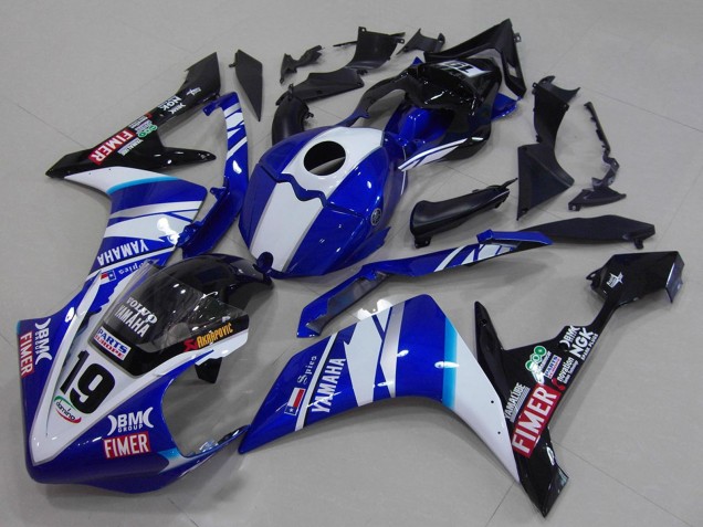 Lojas Carenagens Moto Yamaha YZF R1 2007-2008 - Branco Azul Preto Volvo Fimer