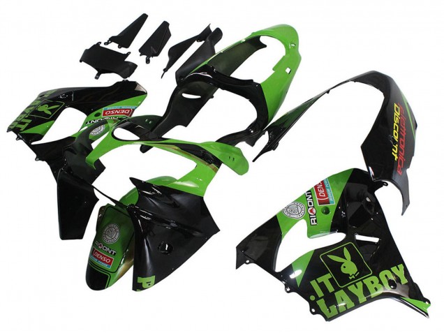 Lojas Carenagens Moto Kawasaki ZX9R 2000-2001 - Verde Preto Playboy DENSO