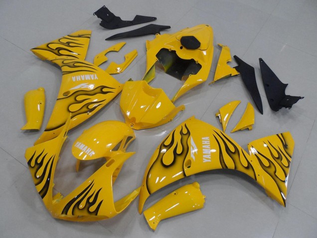 Lojas Carenagens Moto Yamaha YZF R1 2009-2011 - Amarelo Preto Chama