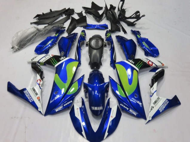 Lojas Carenagens Moto Yamaha YZF R3/R25 2015-2018 - Azul Branco Preto Verde Monstro