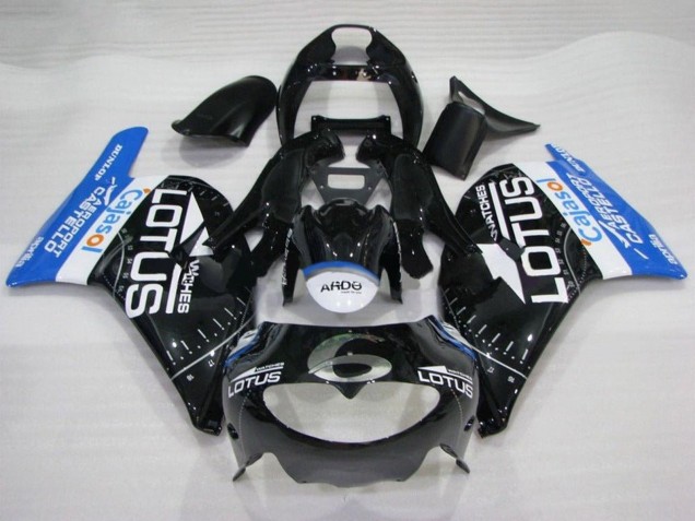 Lojas Carenagens Moto Aprilia RS250 1995-1997 - Preto Brilhante Branco Azul Lotus